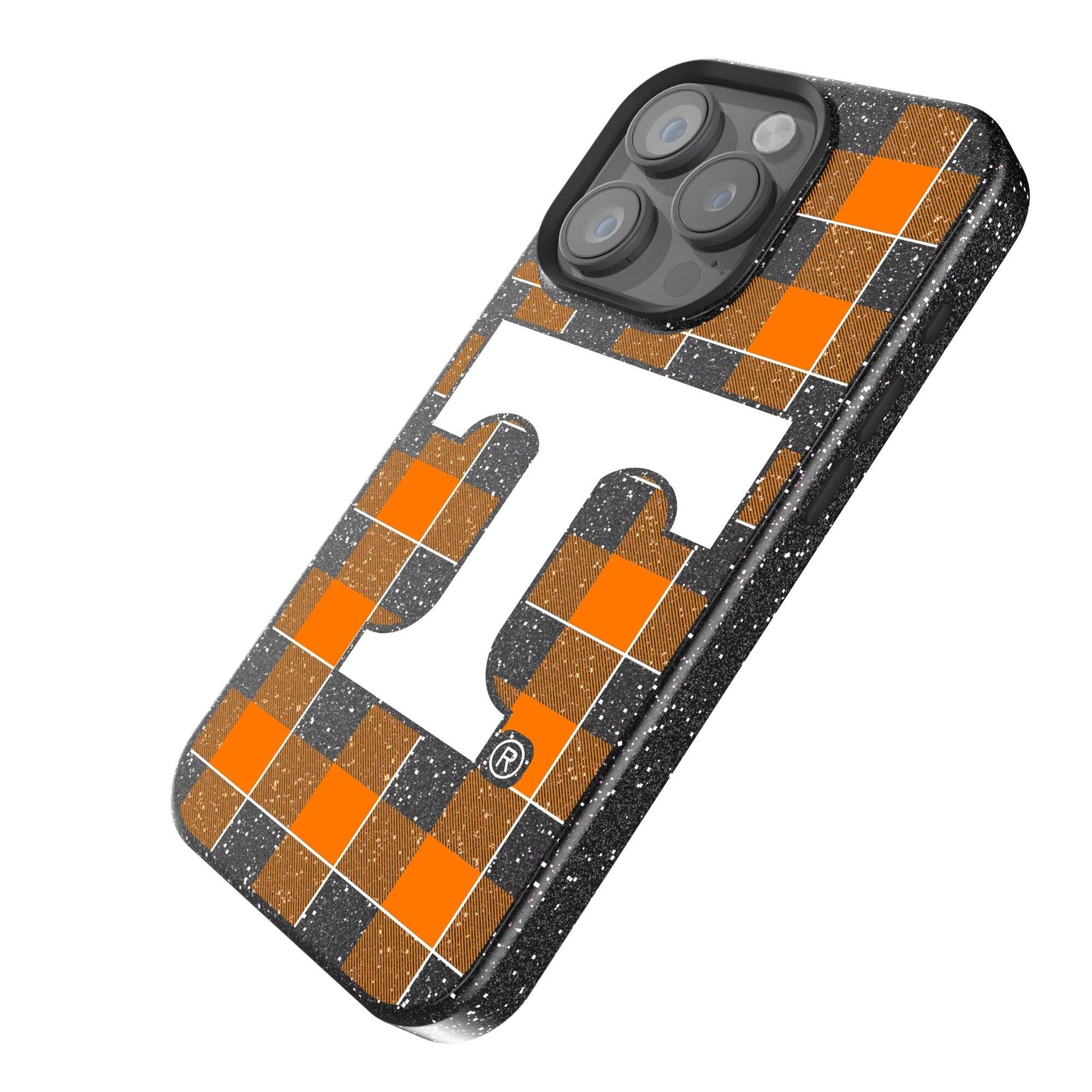Alt View 1. Keyscaper - Tennessee Volunteers Plaid Bling iPhone Case - 15 - Black.