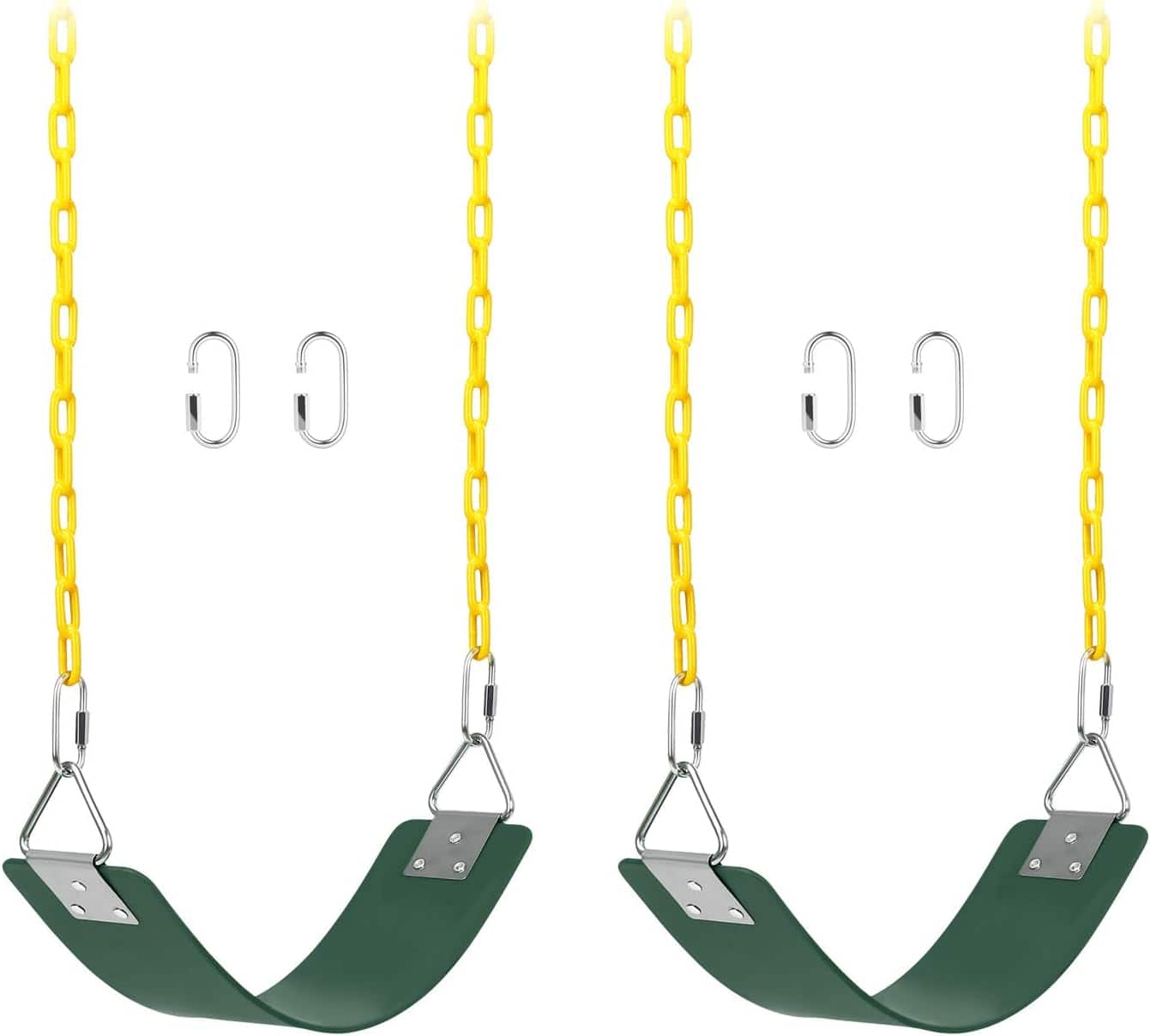 AGPtek - 2 Pack Swing Set Seat with 66" Anti-Rust Chains for Outdoors, Playground, Jungle & Gym - Green