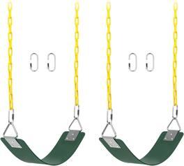 AGPtek - 2 Pack Swing Set Seat with 66" Anti-Rust Chains for Outdoors, Playground, Jungle & Gym - Green