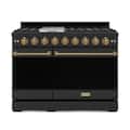 48 in. Wide 7 Burner Gordon Ramsay Series by Thor Kitchen 6.8 Cu. Ft Freestanding Gas Range with Bronze Hardware - Black