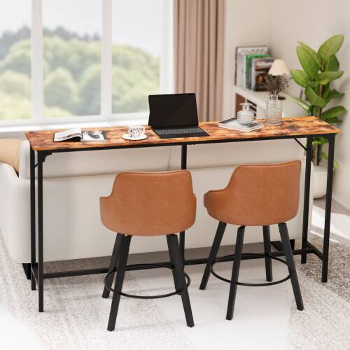 Alt View 3. Winado - 43"-71" Wooden Top Bar Long Counter Height Pub Table with Robust Metal Frame and Easy-Clean Surface Scratch for Bar - Brown-71"x39"x15".