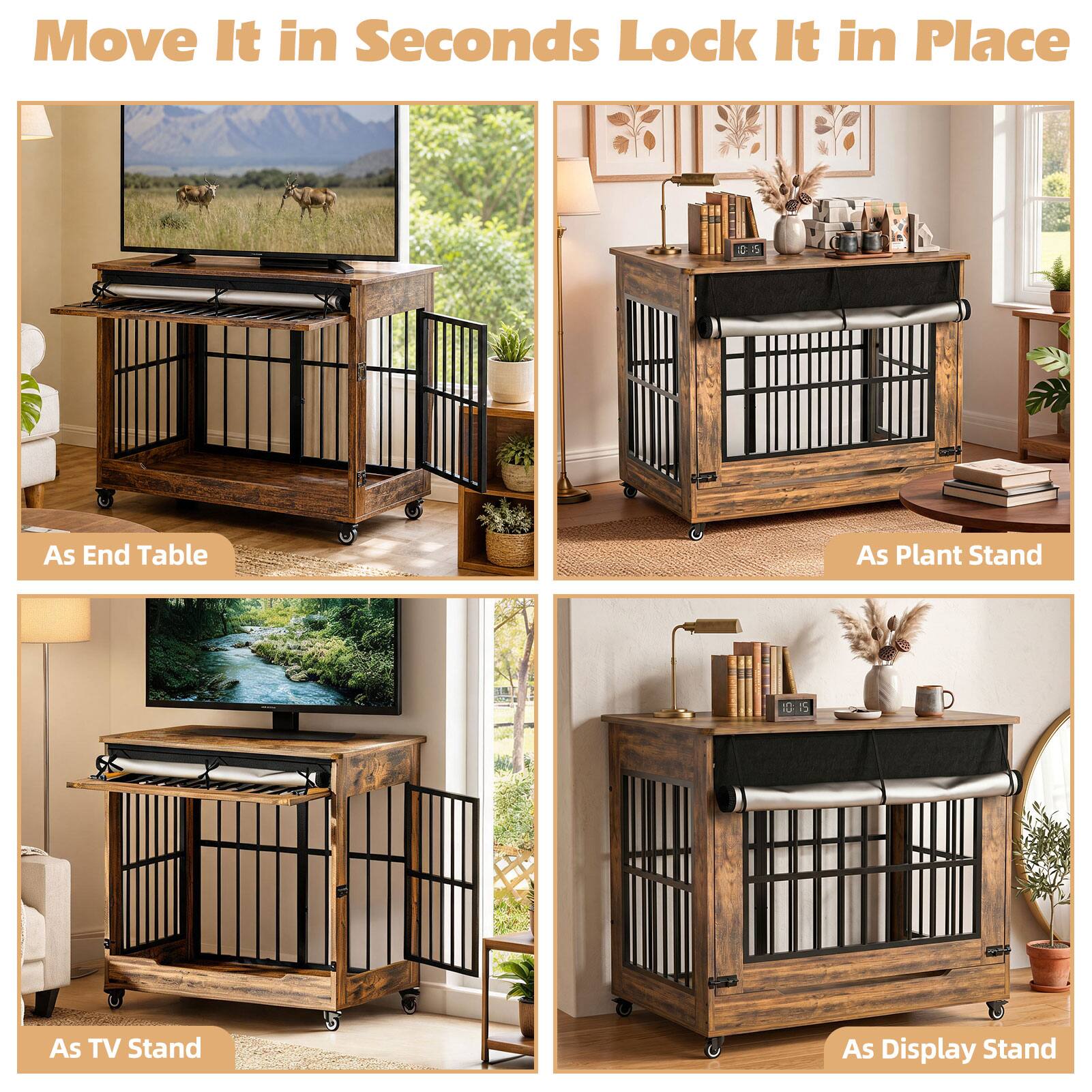 Move It in Seconds Lock It in Place  
As End Table  
As Plant Stand  
As TV Stand  
As Display Stand