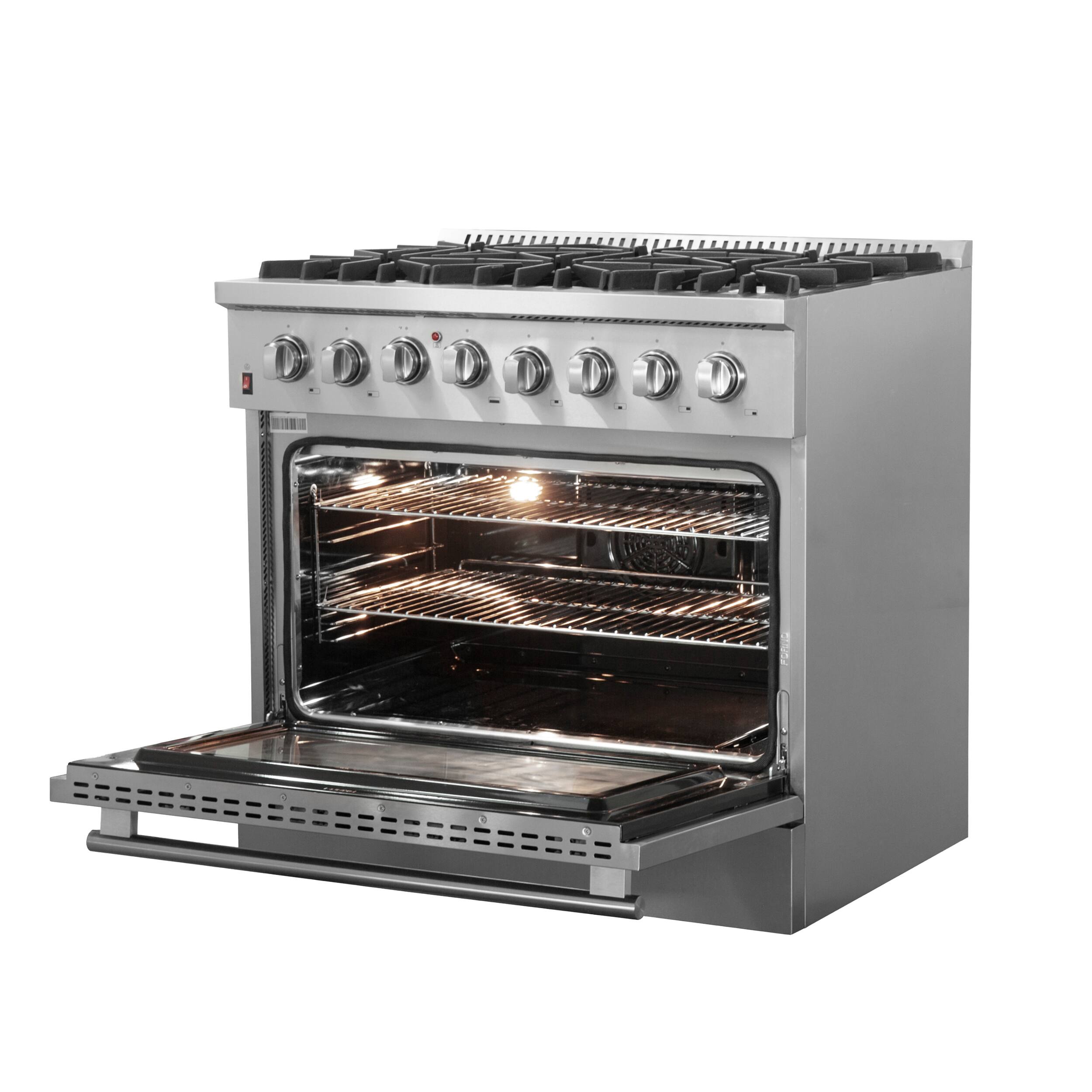 Angle. Forno Appliances - Galiano Alta Qualita 5.36 Cu. Ft. Freestanding Dual Fuel Range with Convection Oven - Silver.