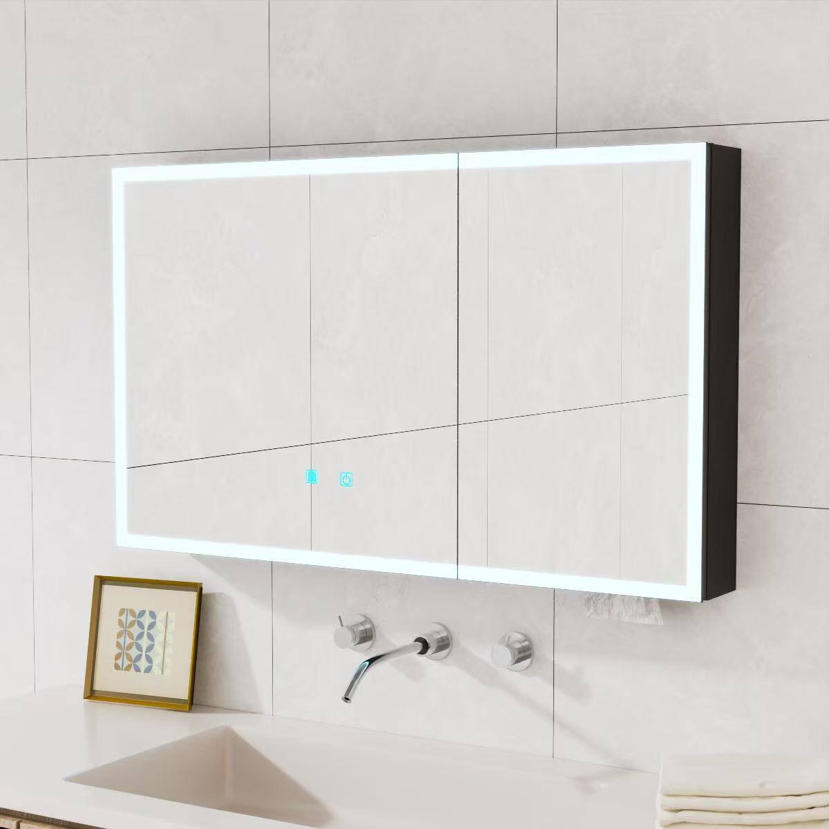 Front. Anysun - LED Bathroom Medicine Cabinet with Single-Color White Light – Anti-Fogging, Easy to Install Cabinet (39.37" x 23.62") - Black.