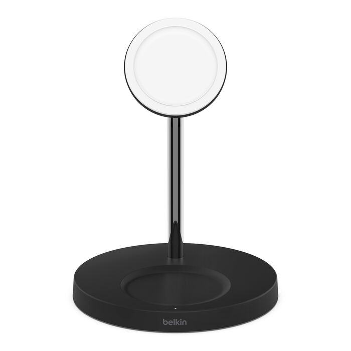 Left. Belkin - MagSafe 2-in-1 Wireless Charging Stand for Apple iPhone & AirPods, 15W - Black.