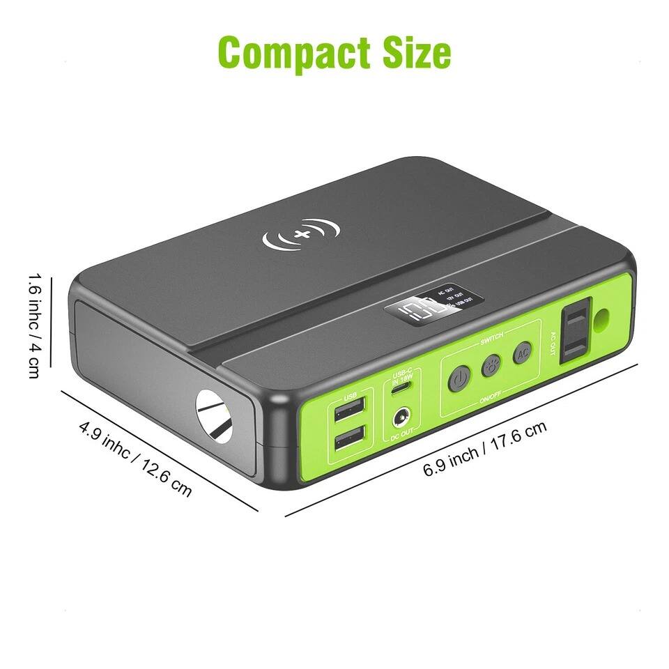 Compact Size

- 1.6 inch / 4 cm
- 4.9 inch / 12.6 cm
- 6.9 inch / 17.6 cm

USB-C IN 18W
DC OUT
USB
USB
DC OUT
SWITCH
ON/OFF