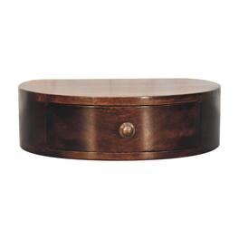 Artisan Furniture - Solid Wood California Walnut Wall Mounted Rounded Bedside, 1 Drawer, Dark Brown - Walnut Finish