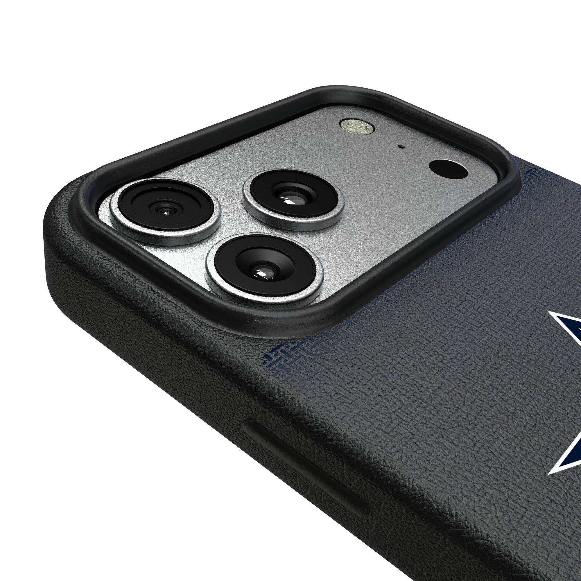 Alt View 2. Keyscaper - Dallas Cowboys Linen Logo iPhone Magnetic Bump Case - 17 Pro Max - Black.