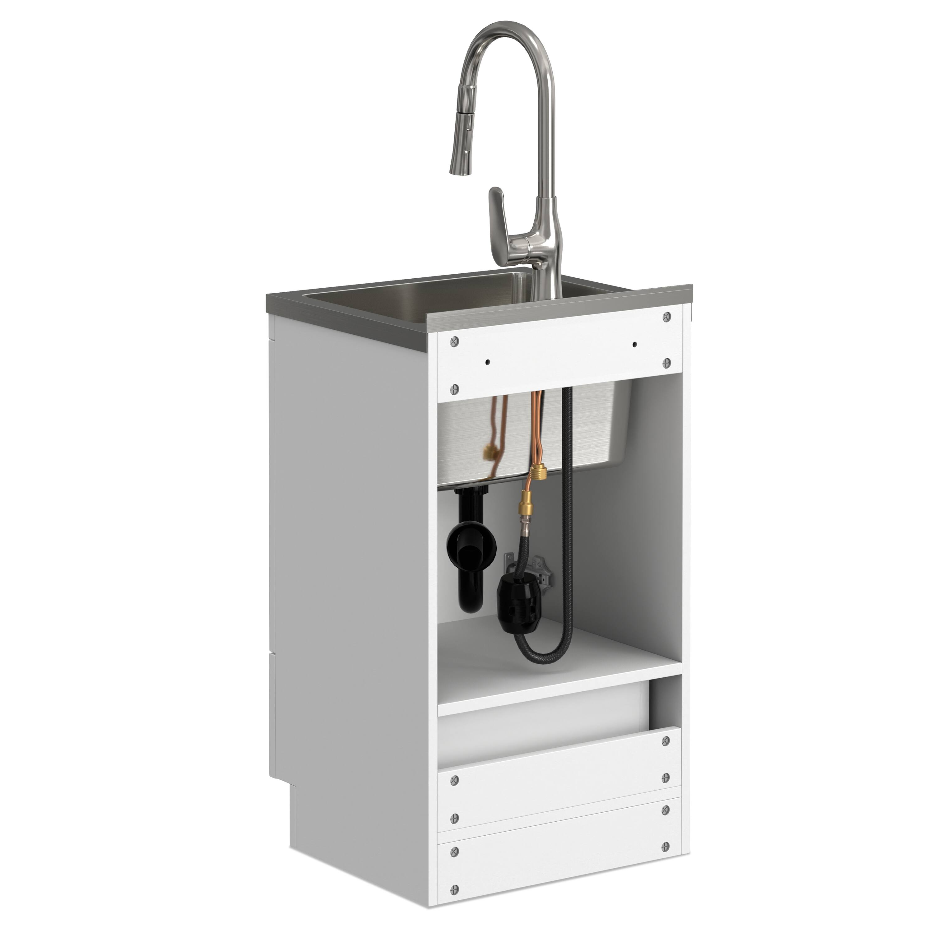 Alt View 1. Simpli Home - Reed All-In-One 20-inch Laundry Utility Sink and Cabinet - Pure White.