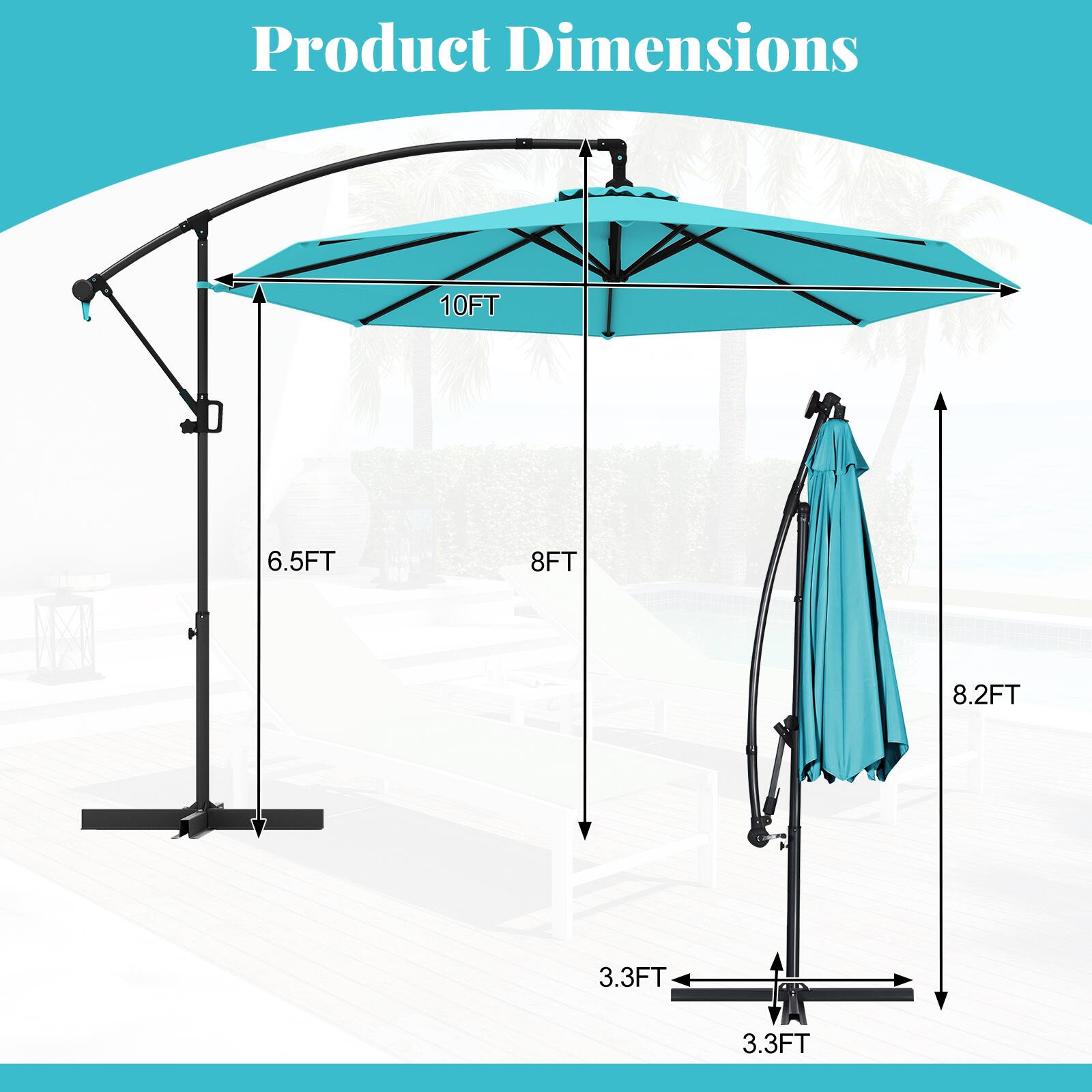 Product Dimensions: 10FT, 6.5FT, 8FT, 8.2FT, 3.3FT, 3.3FT