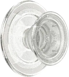 PopSockets - MagSafe PopGrip Universal Magnetic Grip & Stand with Adapter Ring for Cell Phones - Clear Glitter Silver