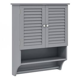 Pefilos - 2-Doors Bathroom Wall-Mounted Medicine Cabinet with Towel Bar- Bathroom Cabinet for Bathroom Laundry Room Kitchen - Gray