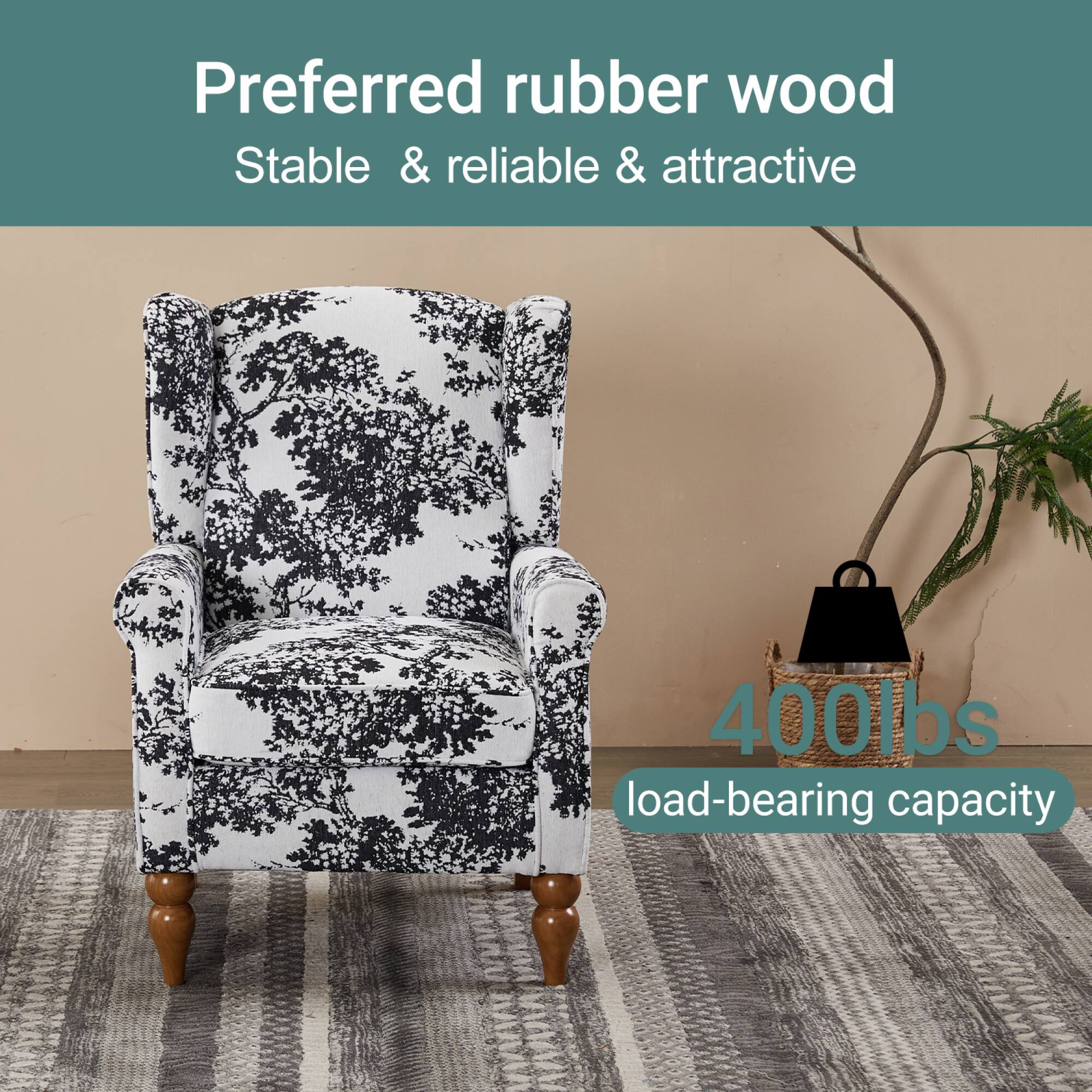 Preferred rubber wood  
Stable & reliable & attractive  
400lbs load-bearing capacity