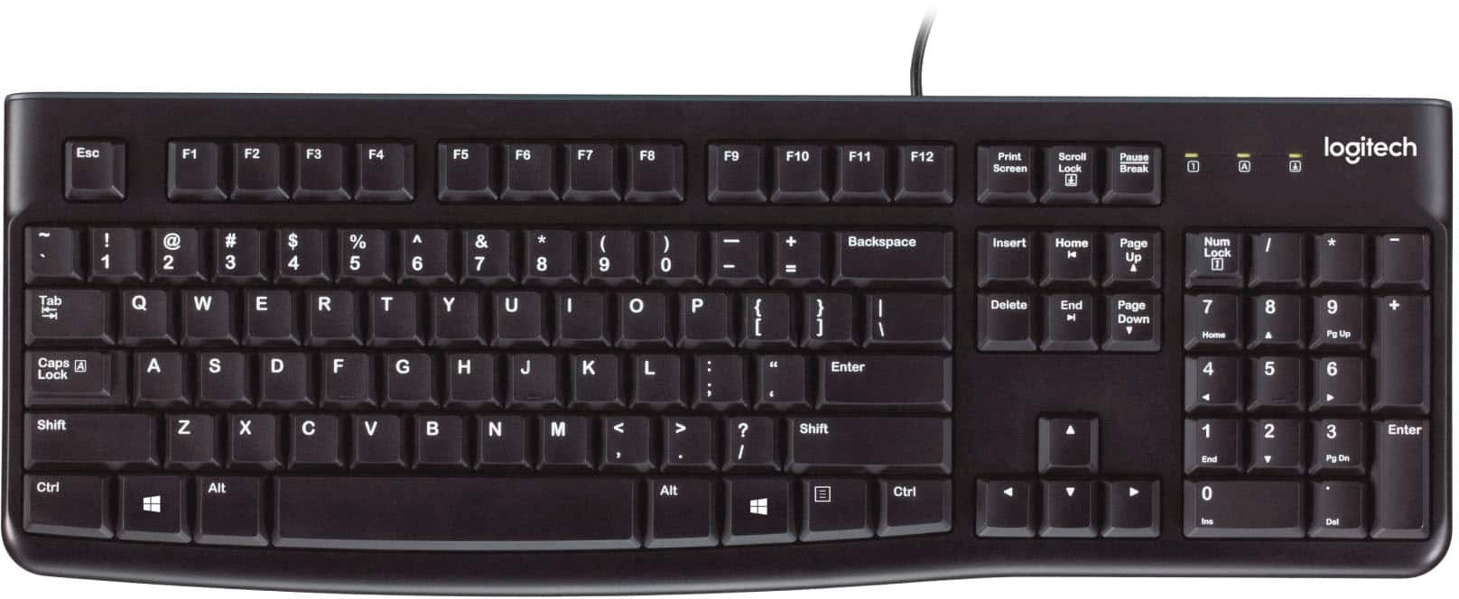 Logitech - K120 Full-size Wired Membrane Keyboard for PC with Spill-Resistant Design - Black - Front_Zoom