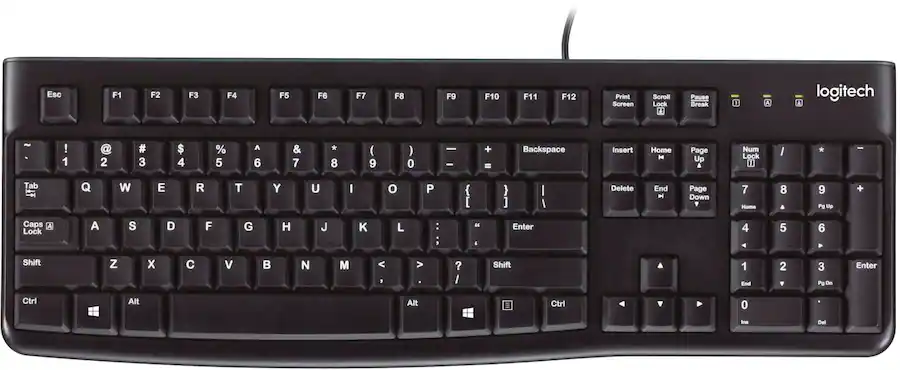 Logitech K120 Full size Wired Membrane Keyboard for PC with Spill