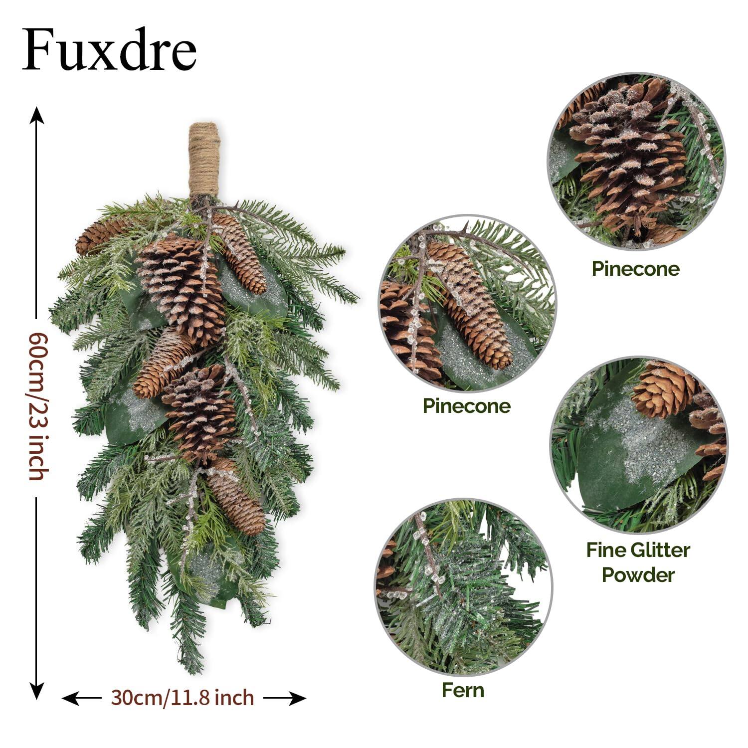 Fuxdre  
60cm/23 inch Pinecone  
30cm/11.8 inch Fern  
Fine Glitter Powder
