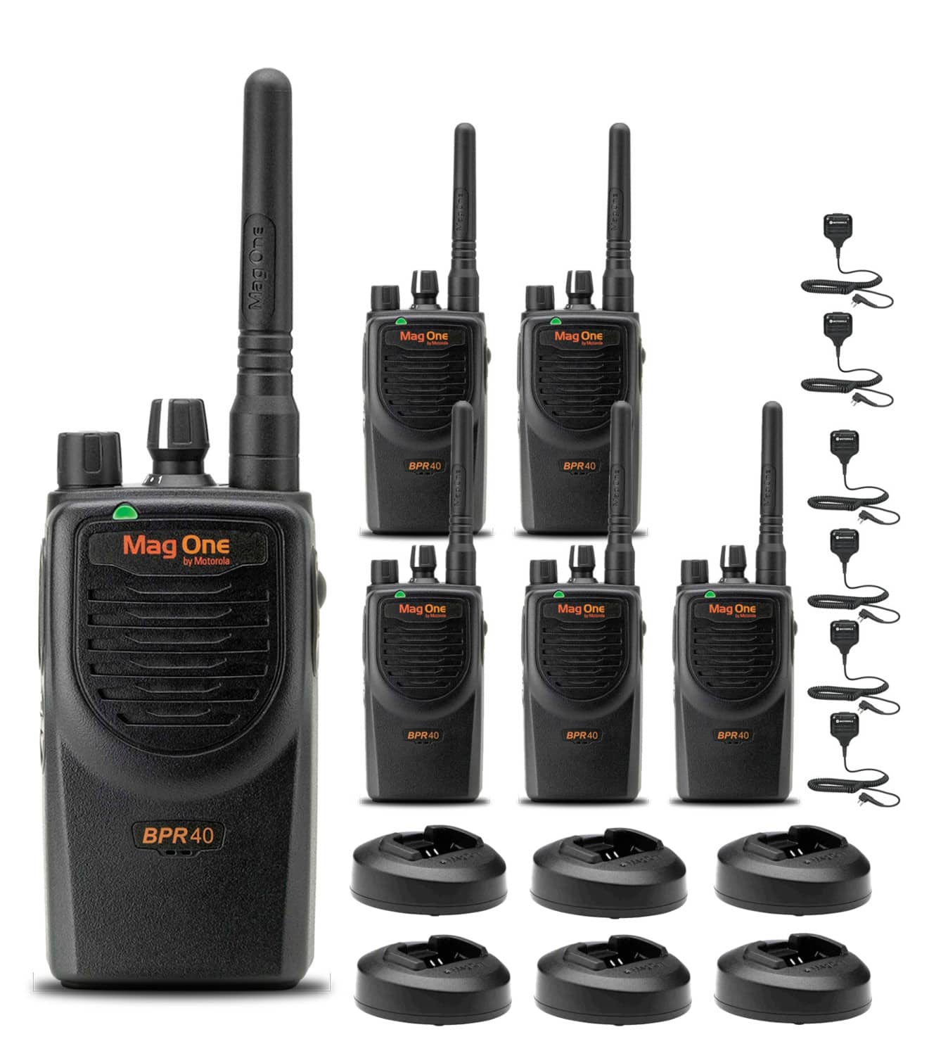 Motorola Solutions - 6 x Motorola BPR40 Mag One Series 4W 8-Channel UHF Two-Way Radio - Bundle - Black