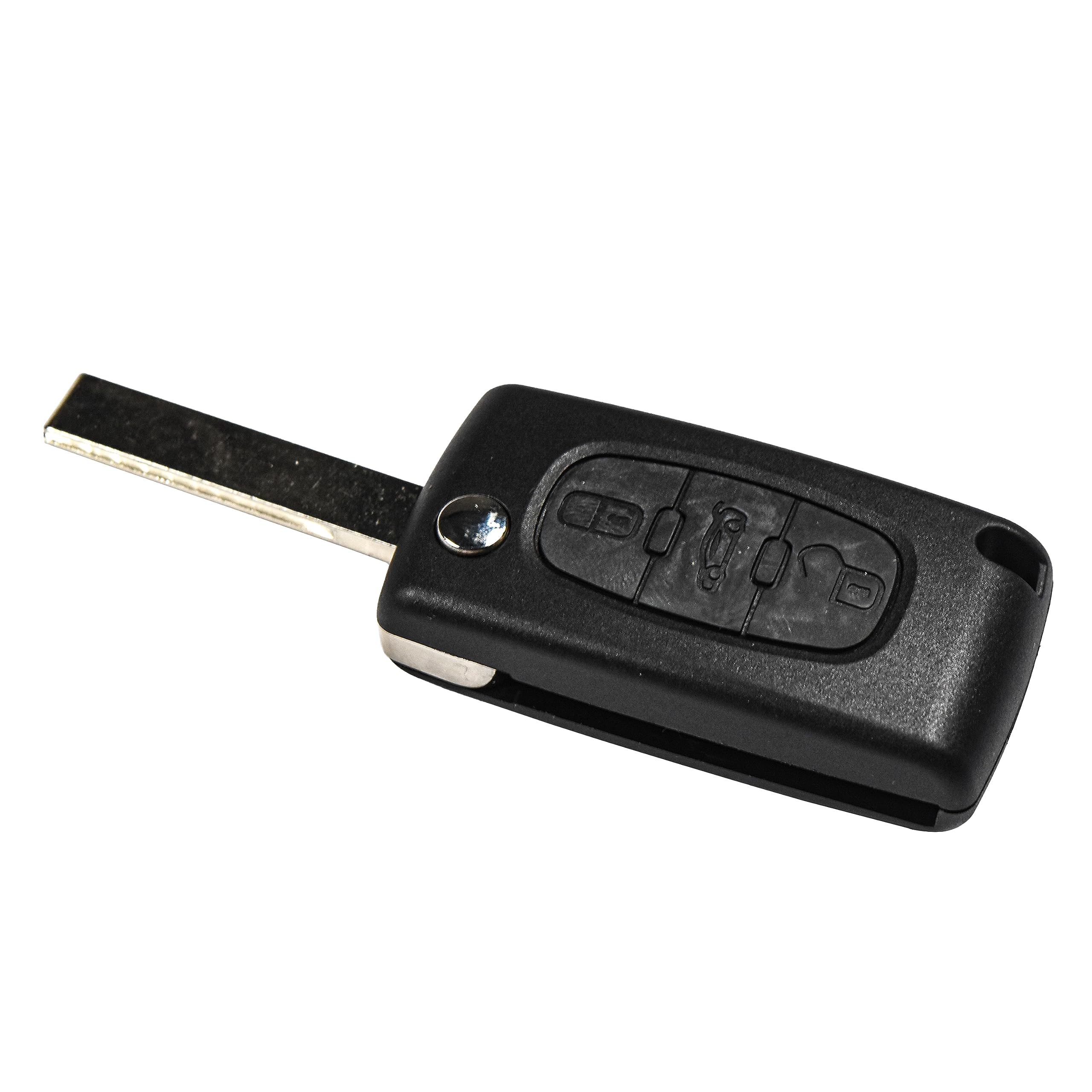 Alt View 3. HQRP - 3-Button Flip Key Fob Shell Case with Uncut Blade for Peugeot 107 207 307 308 407 408 - Black.