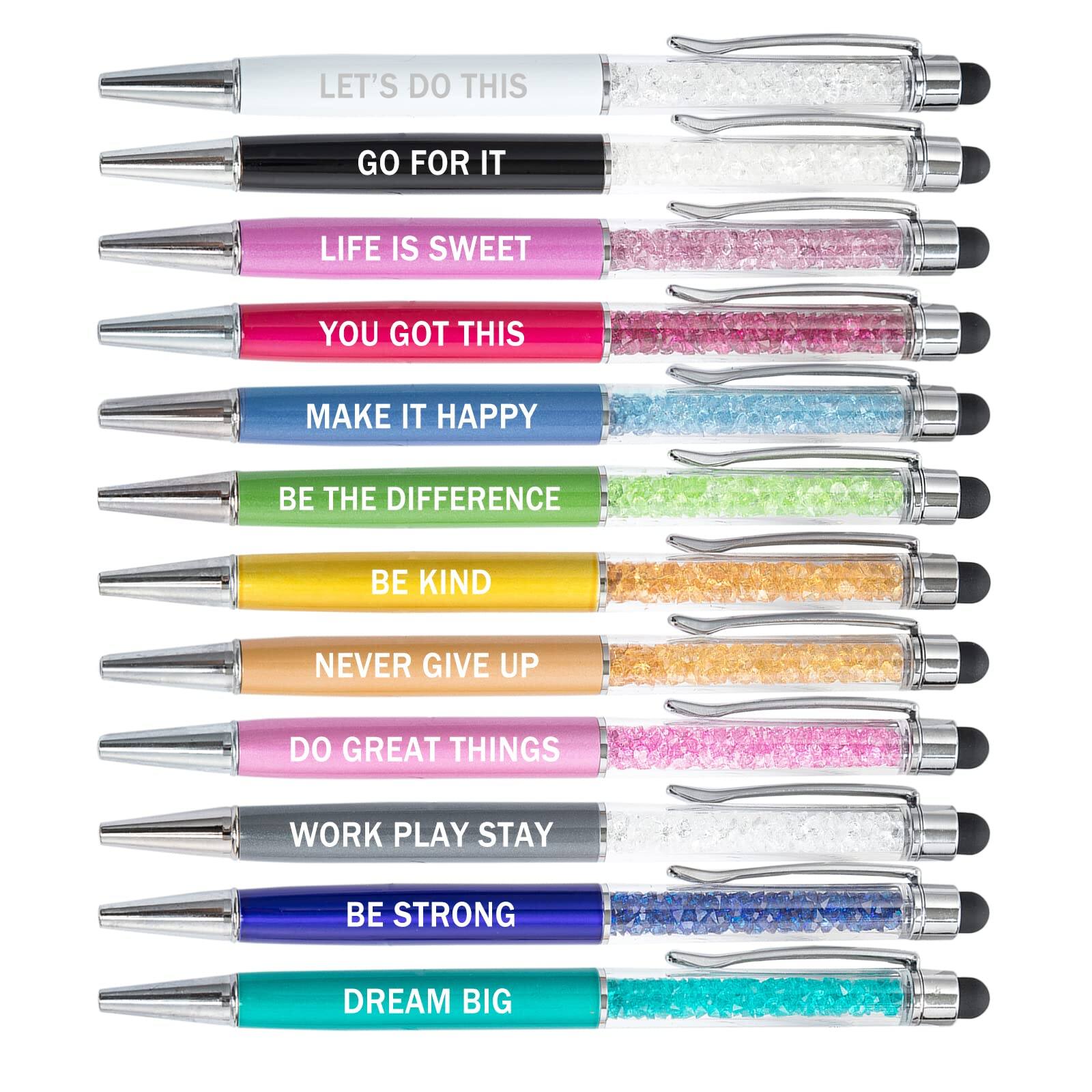 Paradigms Interiors - Motivational Inspirational Quotes Snarky Screen Touch Stylus Ballpoint Pens Office Encouraging Scriptures Ink (12 )