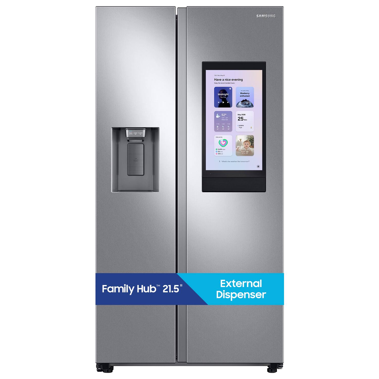 SAMSUNG

Have a nice evening - - Memes -
Midnight
Buebery entBusial
way - 25 ~
- 5
1 SEARTY
1 - Mix 0 -
: - N - is 
Family Hub 21.5"
External Dispenser
