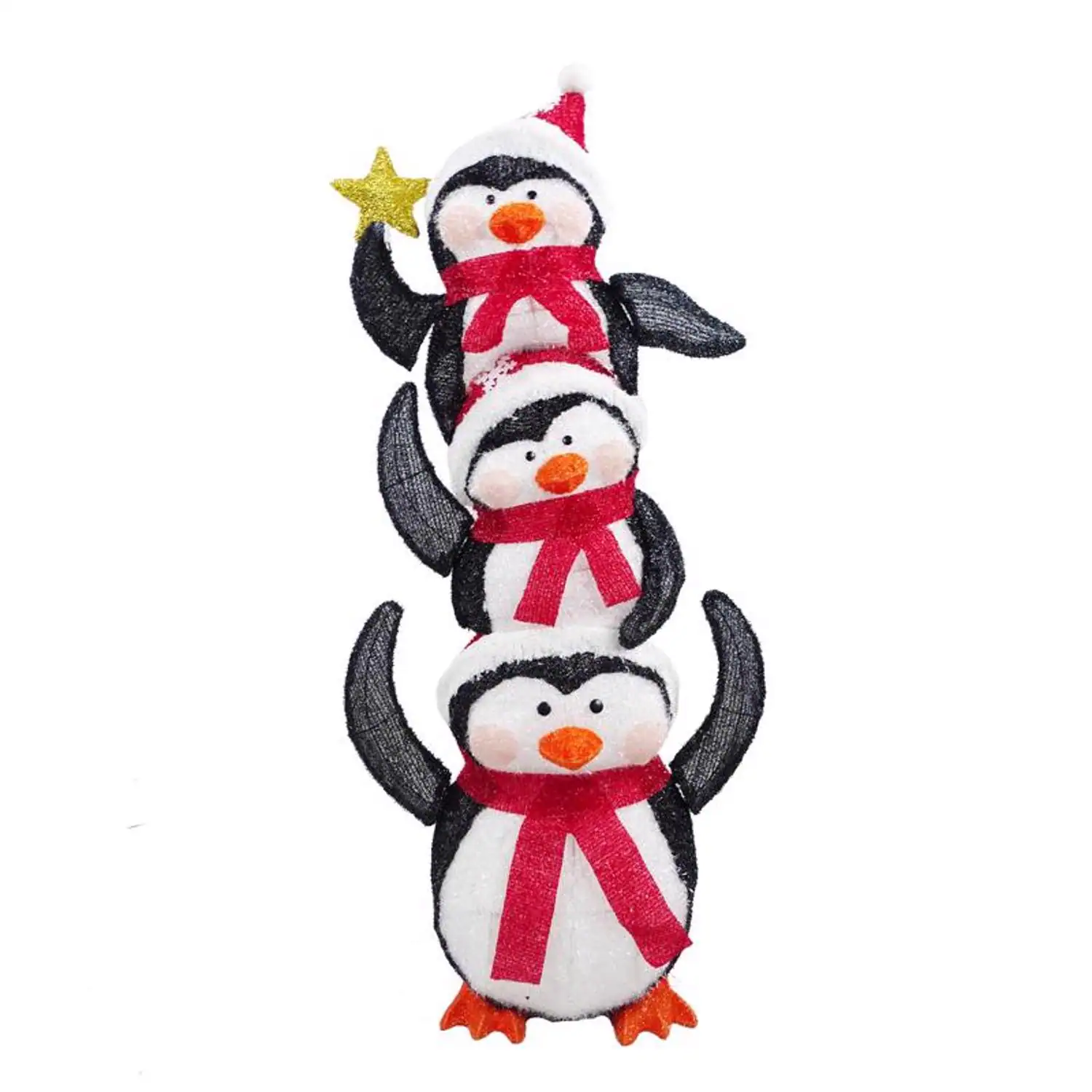 Front. Alpine - Alpine LED 3D Adorable Penguin Pile 74 in. Yard Decor - Multicolored | Warm White.