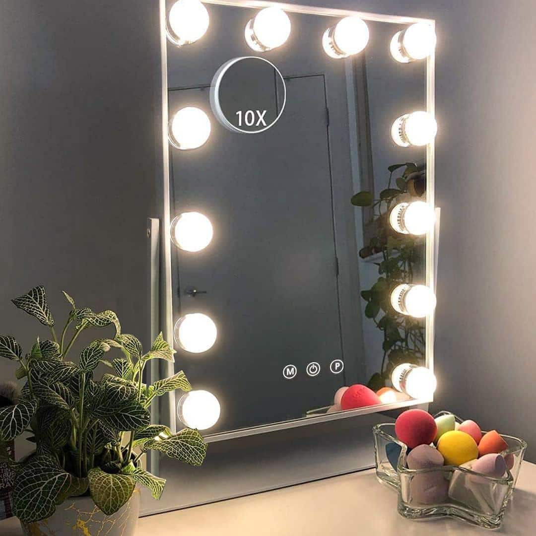 Pacoar Cade - Vanity Mirror With Lights Makeup Bulbs Hollywood Lighted Magnification Color Lighting Modes - White