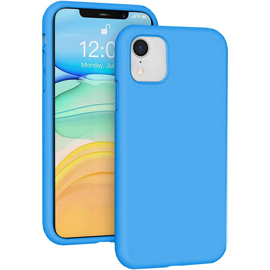 Entronix - Liquid Silicone Case for iPhone XR - Soft-Touch Protection - Aqua Blue