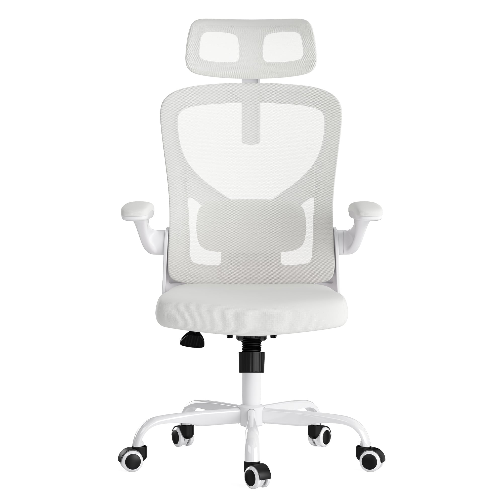 Spaco - Executive Office Ergonomic Chair with High Back, Adjustable Lumbar Support, Headrest, Armrests, for Home Office - White