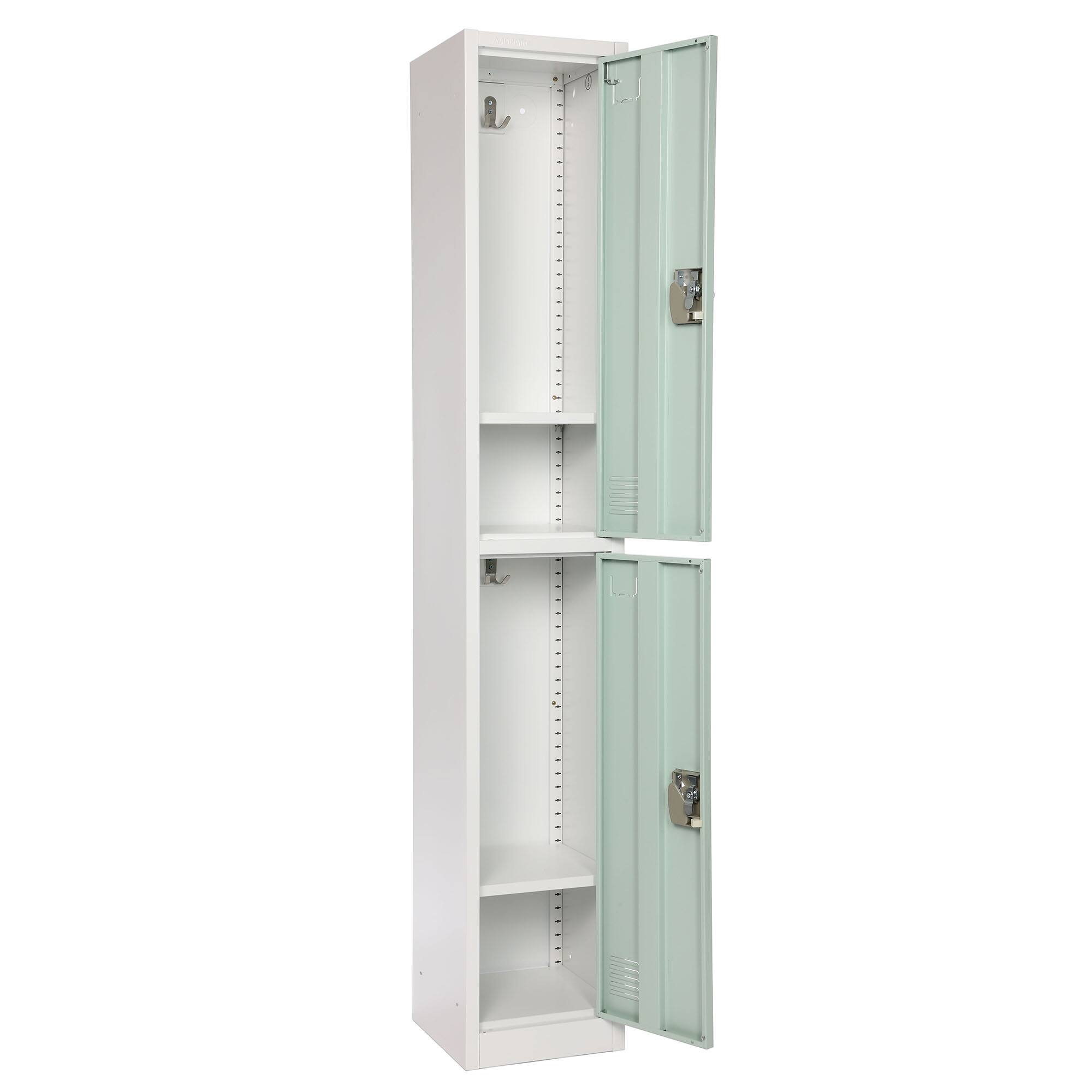 Back. AdirOffice - Storage Locker 629-Series 72" H 2-Tier Steel Key Lock 2-Shelf Locker with Key Lock, 4/Pack - Misty Green.