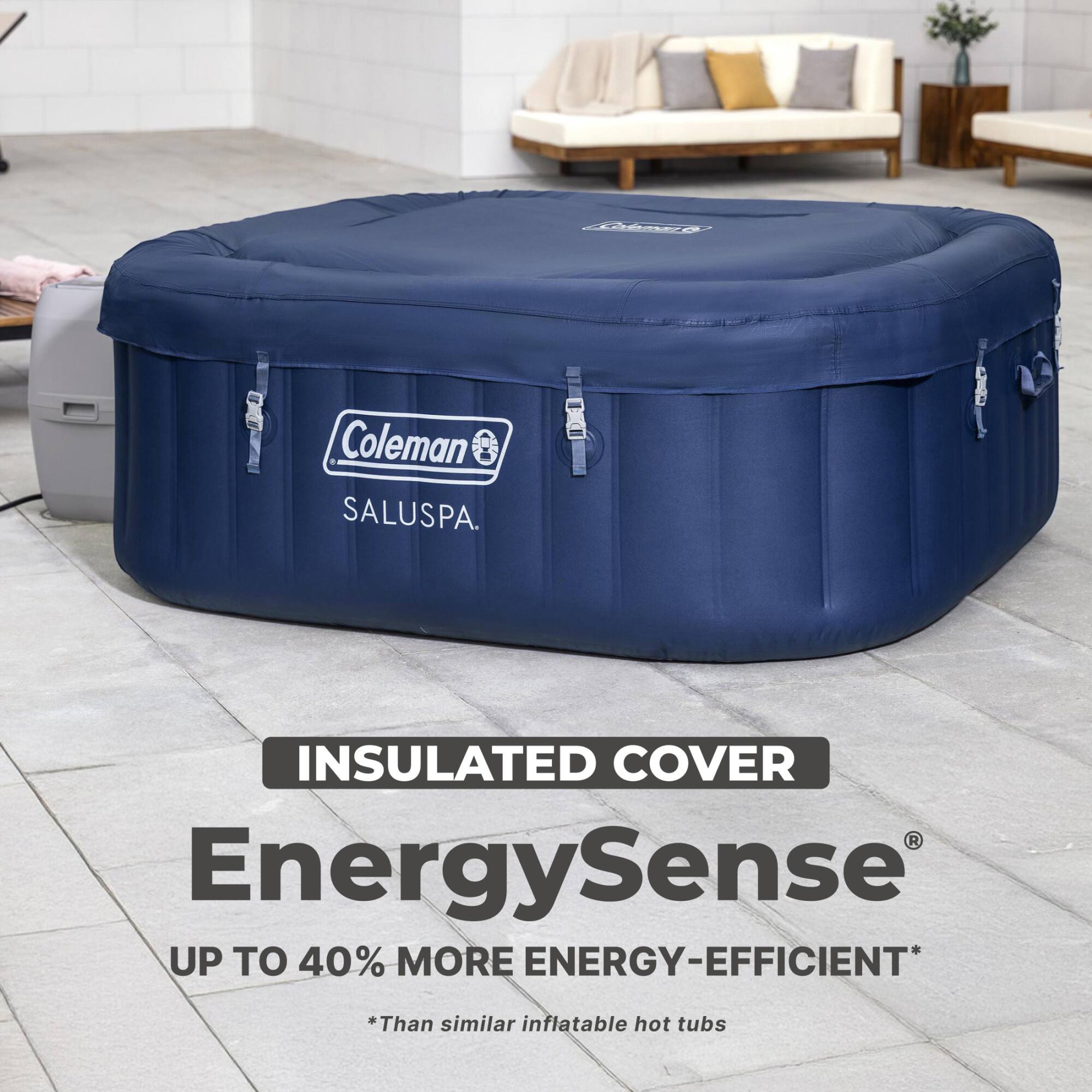 Coleman SALUSPA. INSULATED COVER EnergySense UP TO 40% MORE ENERGY-EFFICIENT* *Than similar inflatable hot tubs