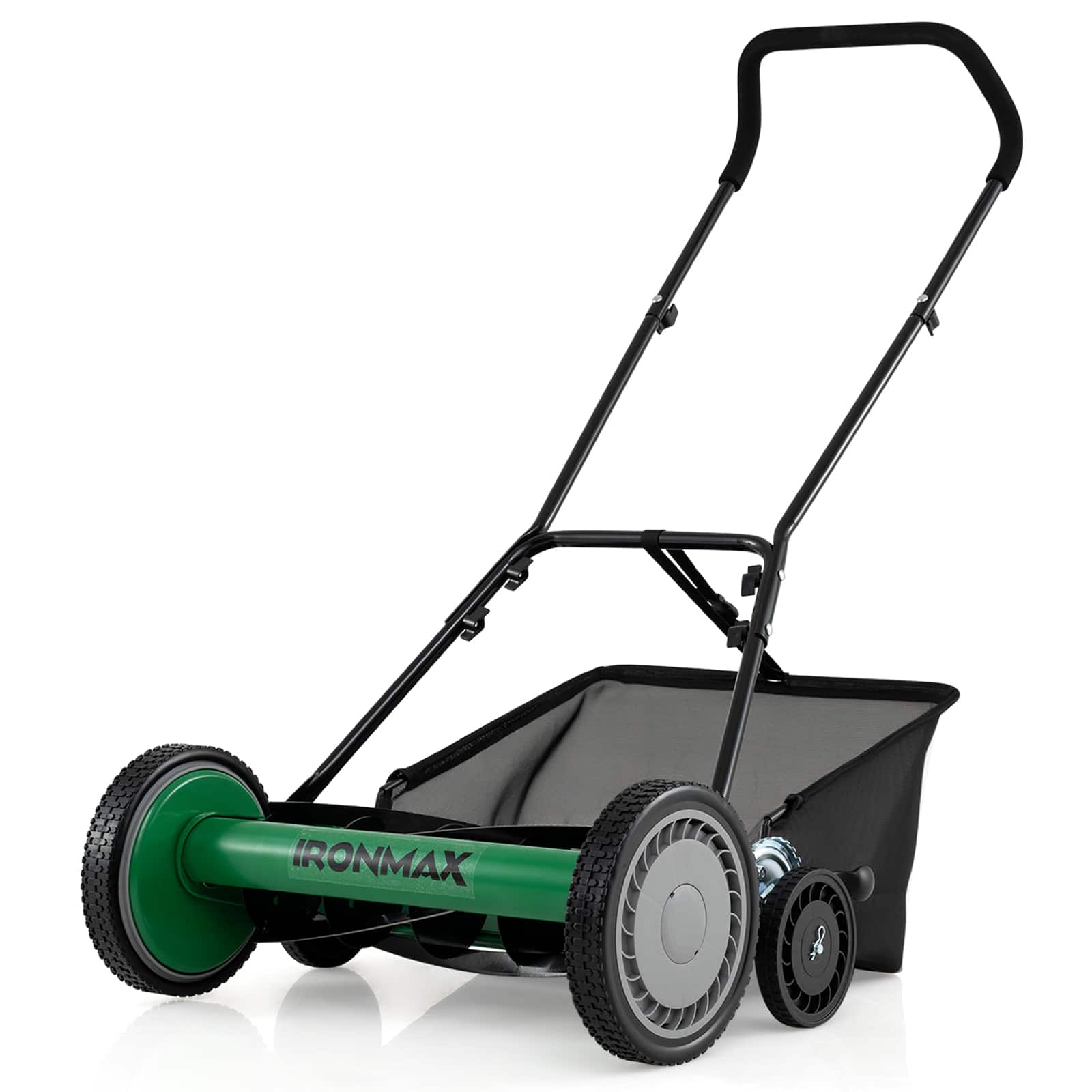 Costway - 18" Push Reel Lawn Mower, 5-Blade Manganese Steel Manual Grass Cutter for Yard - Green