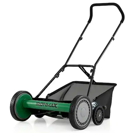 Front. Costway - Costway 18" Push Reel Lawn Mower, 5-Blade Manganese Steel Manual Grass Cutter for Yard - Green.