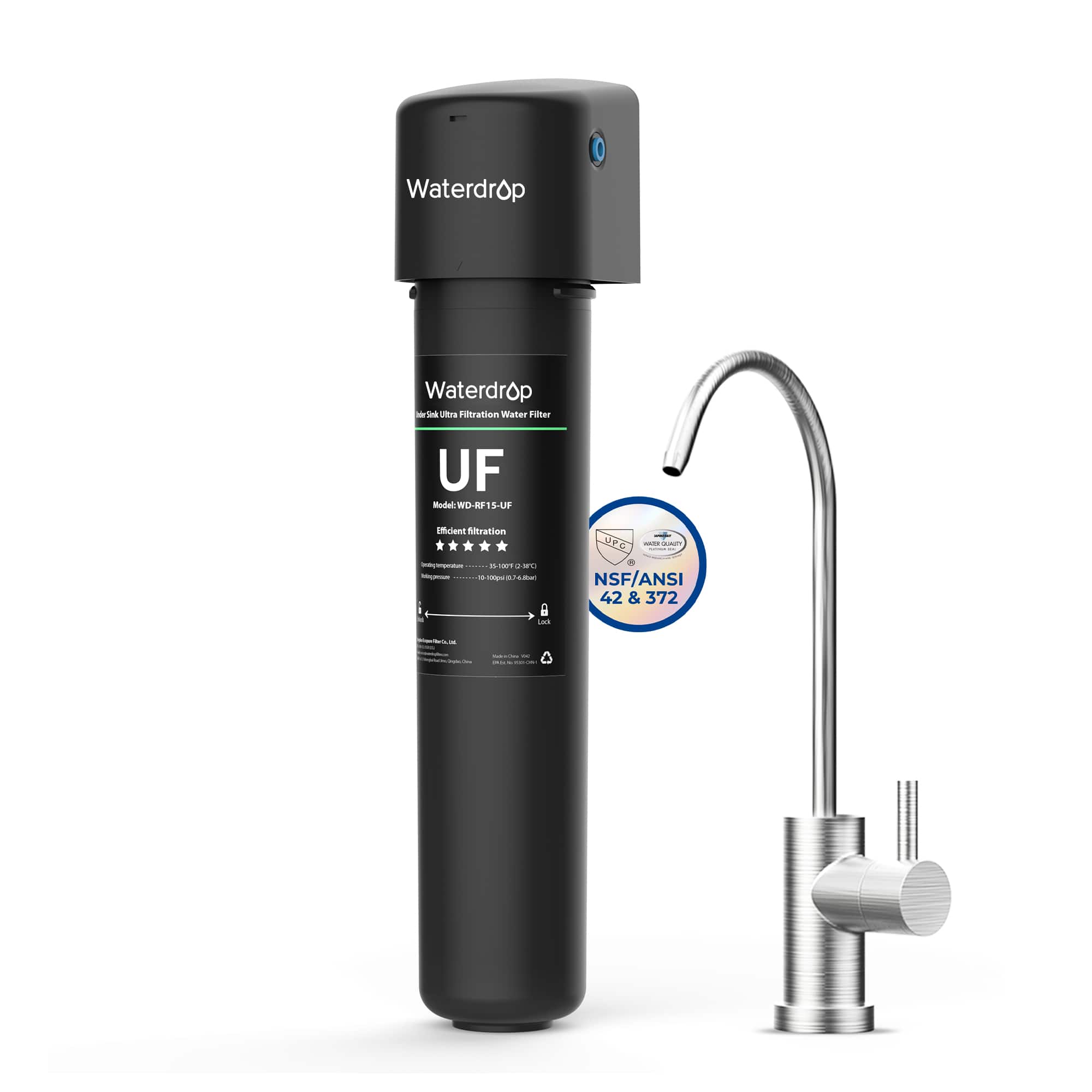 Waterdrop - 15UB-UF 0.01 μm Ultra Filtration Under Sink Water Filter System for Baçtёria Reduction - Black price history on PriceWatchPro