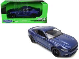 2015 Ford Mustang GT 5.0 "NEX Models" Series 1/24 Diecast Model Car by Welly - Blue Metallic