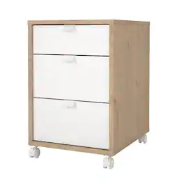 Tvilum - Sign 3 Drawer Mobile Cabinet, Jackson Hickory/White - Brown