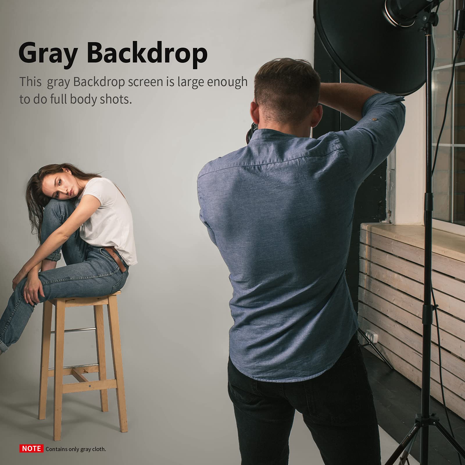 Gray Backdrop

This gray Backdrop screen is large enough to do full body shots.

NOTE: Contains only gray cloth.