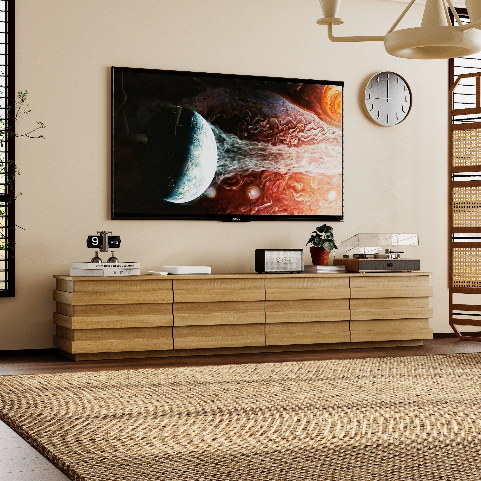 Alt View 4. Famapy - Famapy TV Stand with Decorative Strips, Fits Up to 80 - Inch TVs - Wooden.