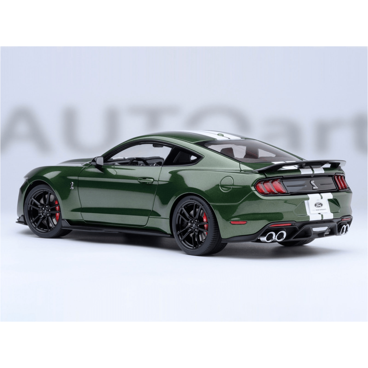 Alt View 9. Autoart - Ford Mustang Shelby GT500 Eruption Green Metallic with White Stripes 1/18 Model Car by Autoart.