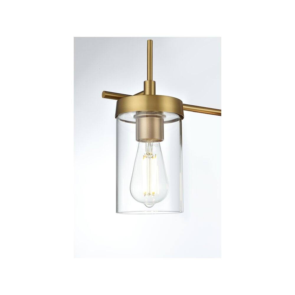 Alt View 3. Living District - Taryin 32 inch Wall Sconce in Satin Gold - Satin Gold And Clear.