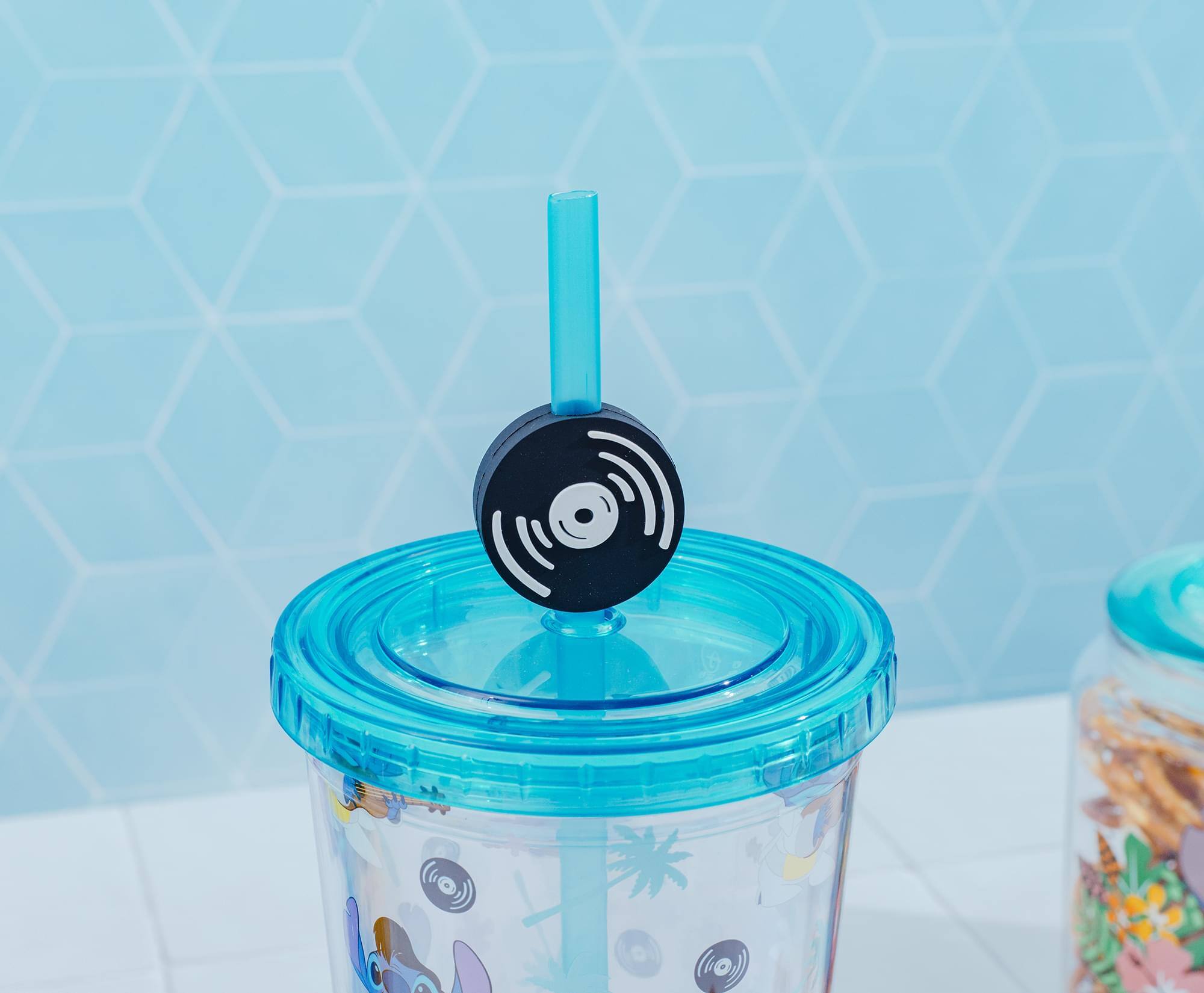 Alt View 3. Disney - Disney Lilo & Stitch Elvis Stitch 24-Ounce Carnival Cup With Straw Topper Charm - Blue.