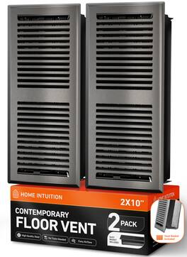 Home Intuition - Contemporary Floor Vent Covers 4X10 Inch with Mesh Cover, Heat and Air for HVAC, Dark Grey, 2-Pack - Dark Gray