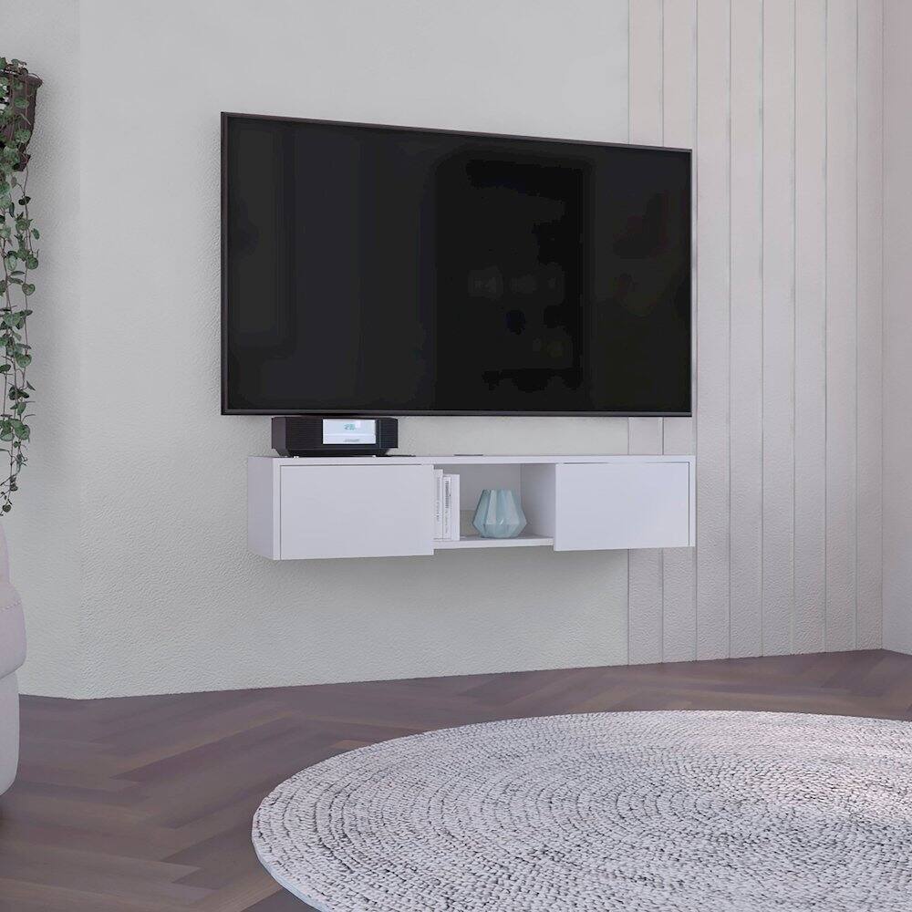 Alt View 2. TuHome - Glen Floating TV Stand White MDF - White.