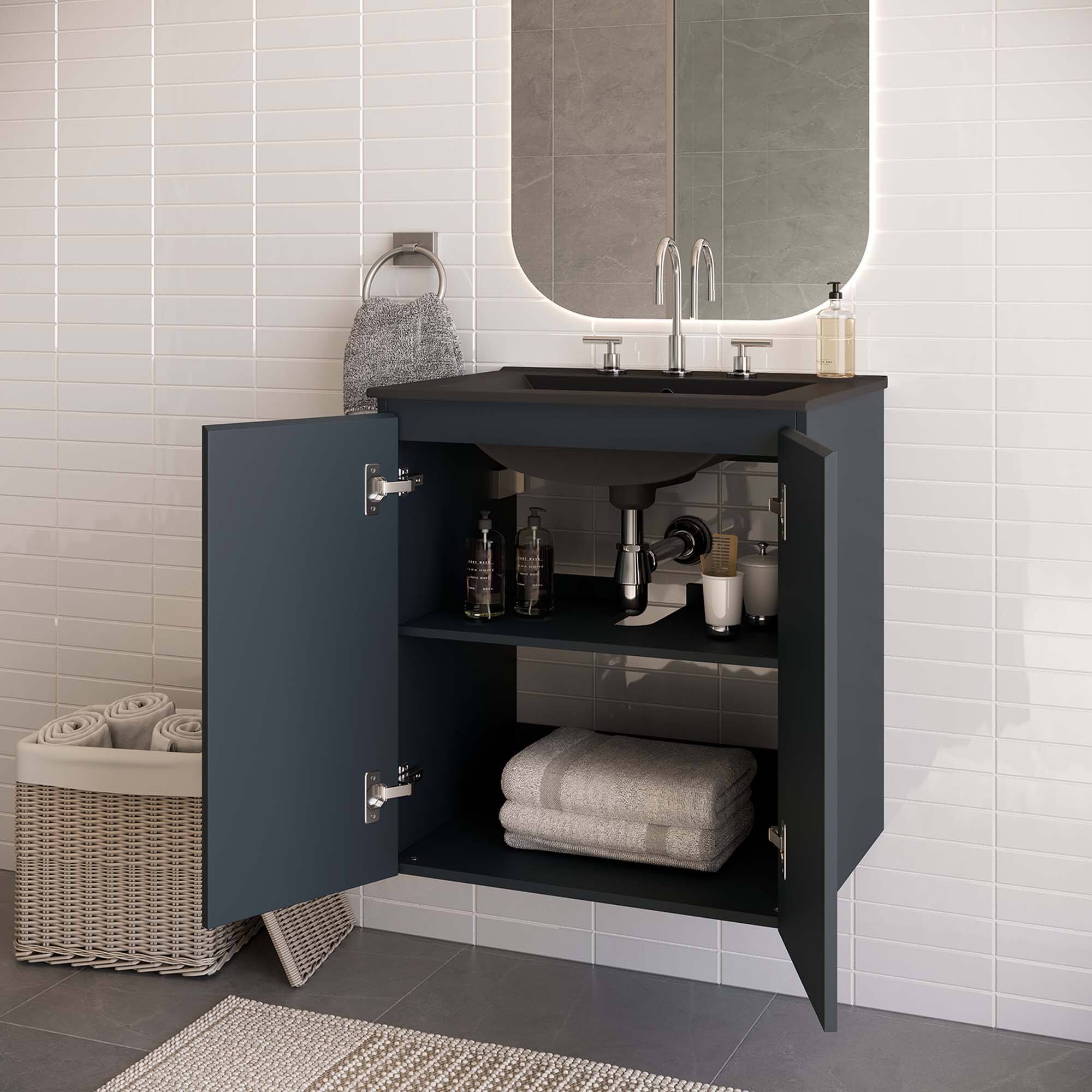 Back. Modway - Bryn Wall-Mount Bathroom Vanity Basin Included - Gray Black.