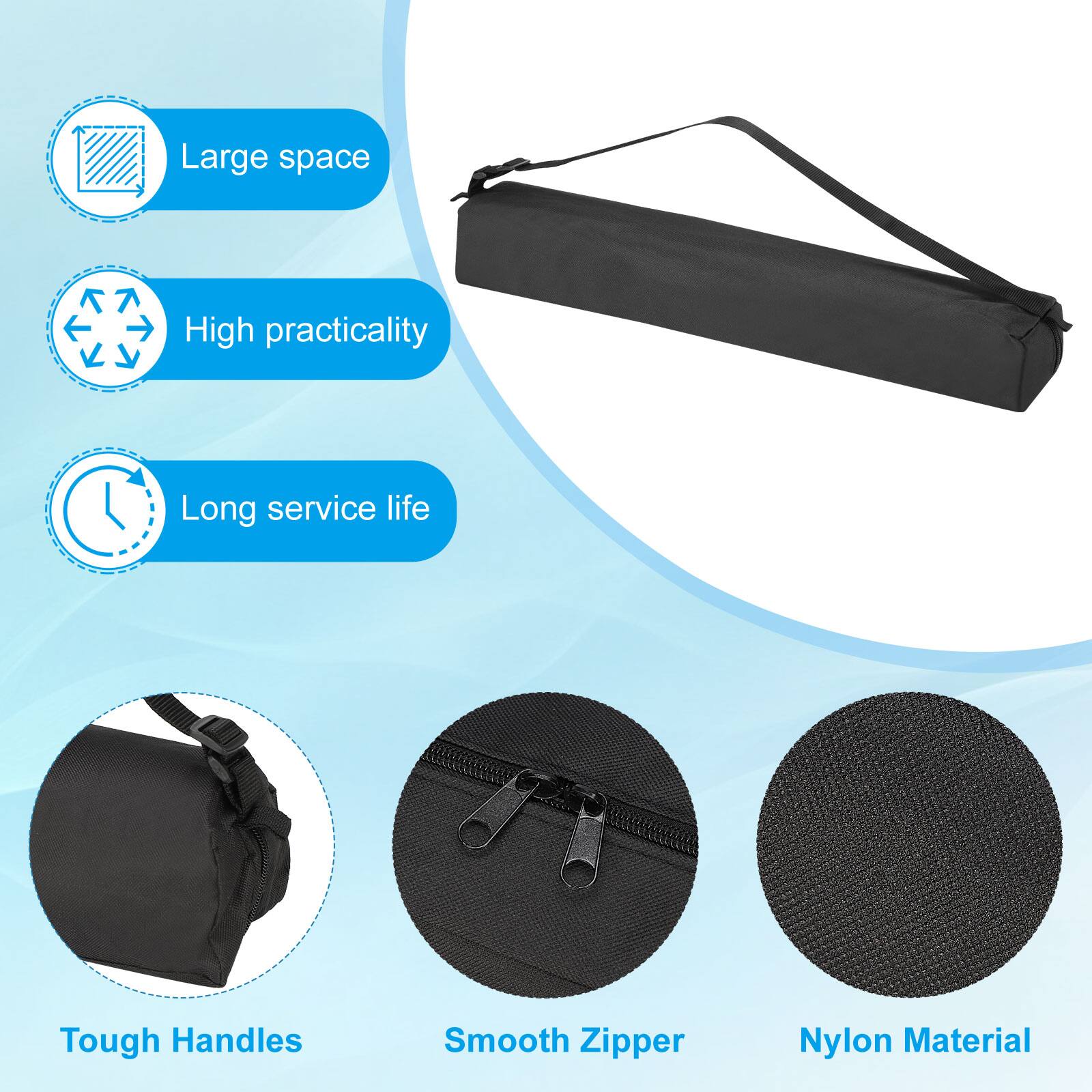 - Large space
- High practicality
- Long service life
- Tough Handles
- Smooth Zipper
- Nylon Material