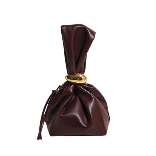 DORLUKFU - Burgundy Clutch Purses Wristlet Handbag Knot Purse Tote Bag for Women - Wine