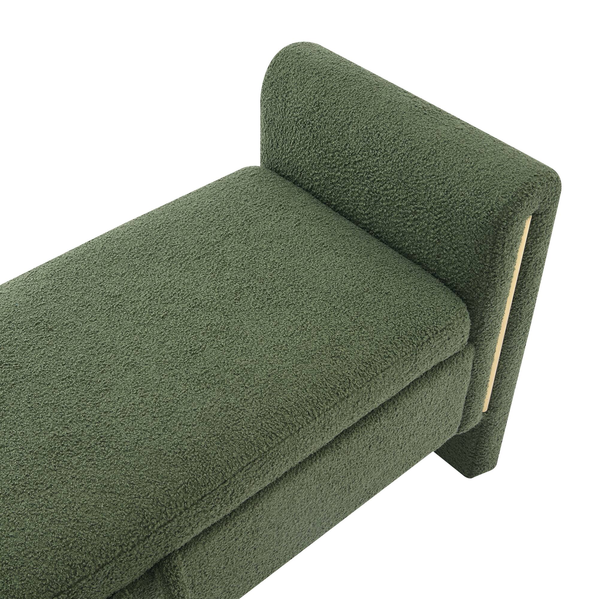 Alt View 4. GOODSILO - Modern Upholstered Storage Bench with Arms, Large Foot Rest Stool for Living Room and Bedroom - Olive Green.