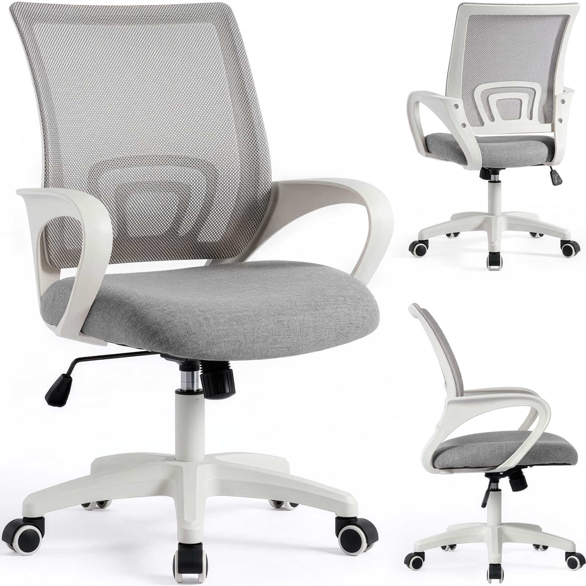 Celtoss - Ergonomic Office Chair, Mesh Desk Chair with Lumbar Support, Mid-Back, Adjustable Height & Swivel - Gray