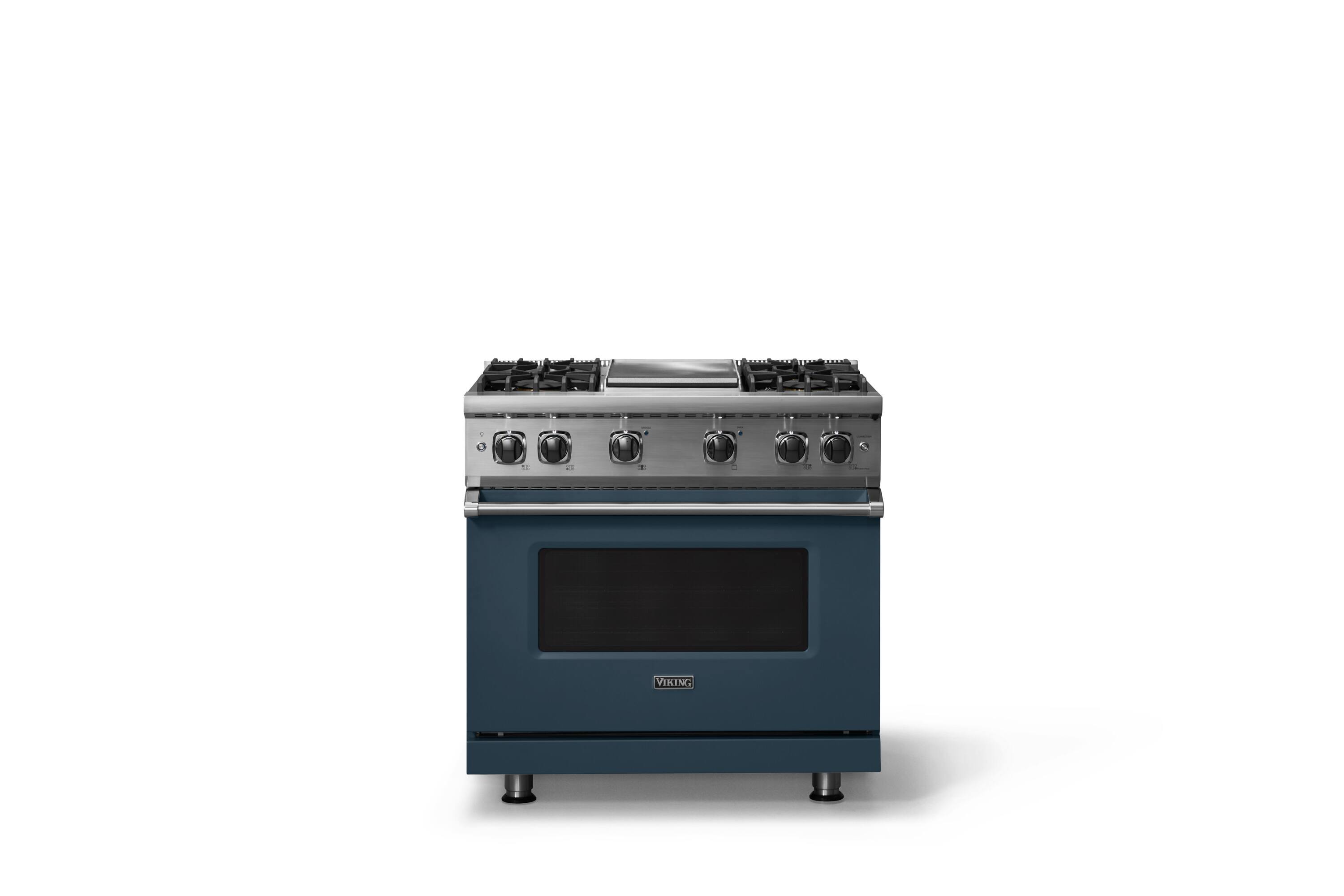 Alt View 1. Viking - 5.1 Cu. Ft. 36"W Freestanding LP Gas Sealed 4 Burner Range with Griddle - Squall.