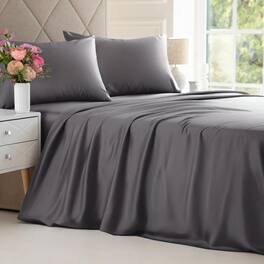 CGK Linens - 100% Rayon from Bamboo Cooling 4 Piece Sheet Set - Deep Pocket Soft Bed Sheets - Queen - Dark Gray