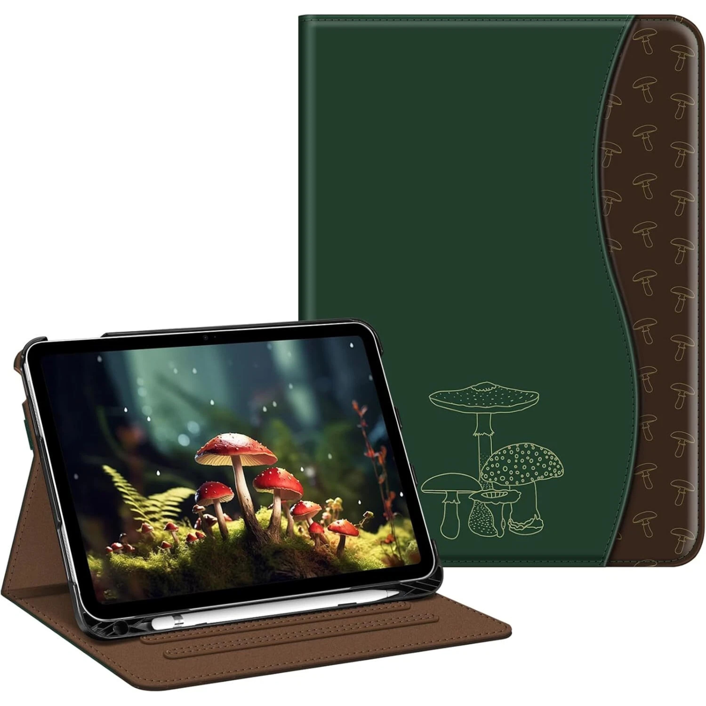 Front. Kitcheniva - iPad 10th Generation 2022 Case With Stand And Pocket  10.9'' Mushroom - Mushroom.